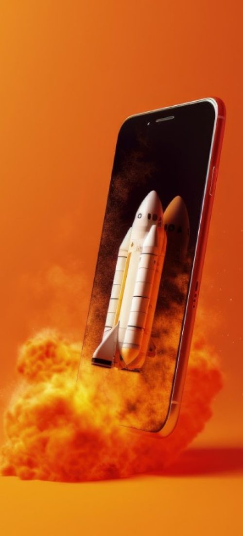 SEO Performance iPhone with rocket ship